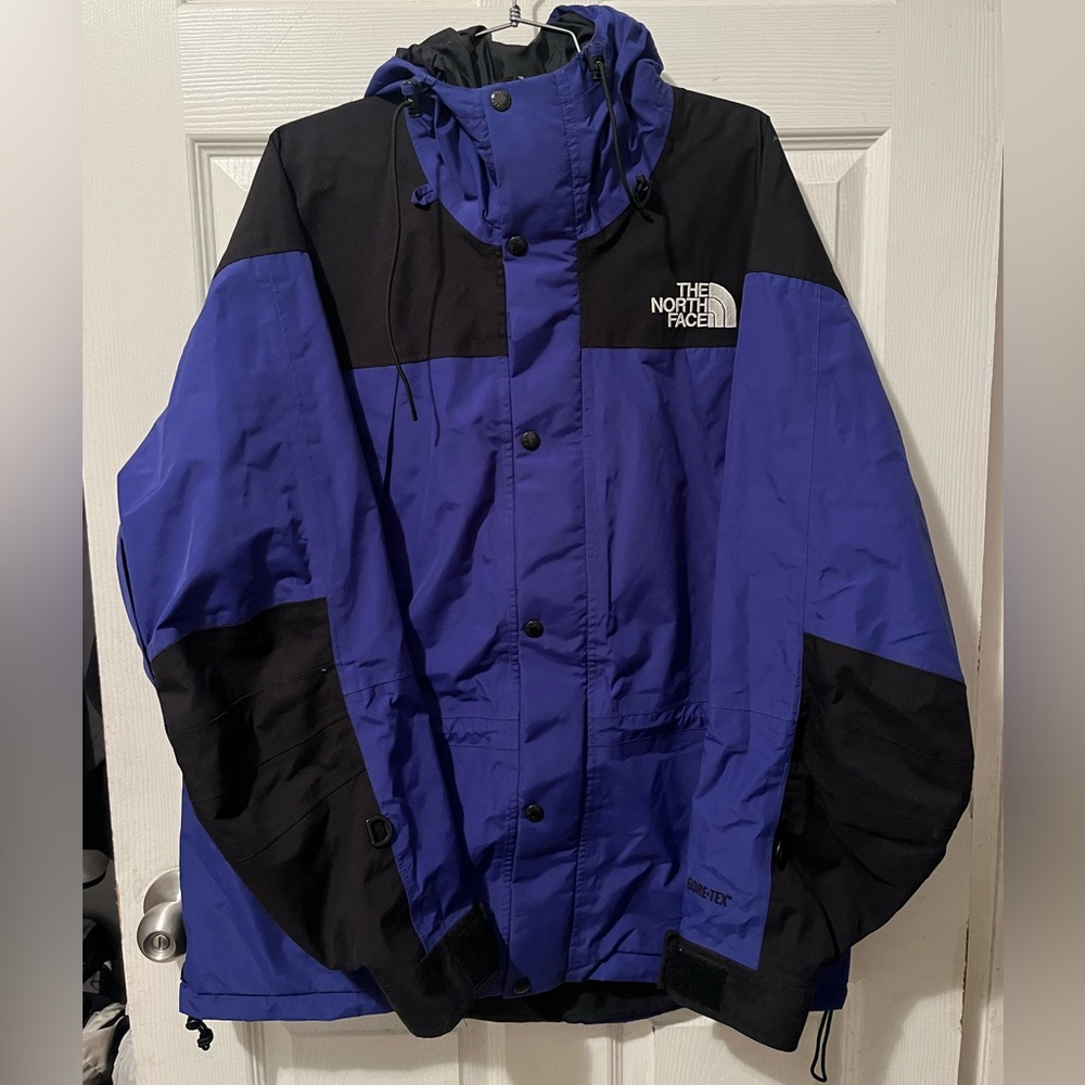 Vintage 90s The North Face Gore Tex Mountain Parka Jacket Size Large Blue